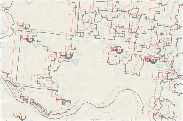 Stylized map of the various Hamilton, Ohio tax districts